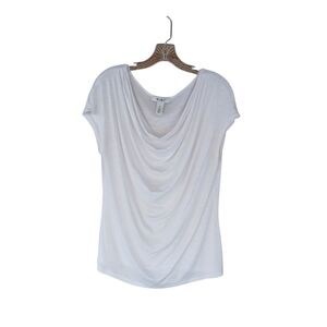 WHBM White Cowl Neck Short Sleeved Tee Shirt Medium